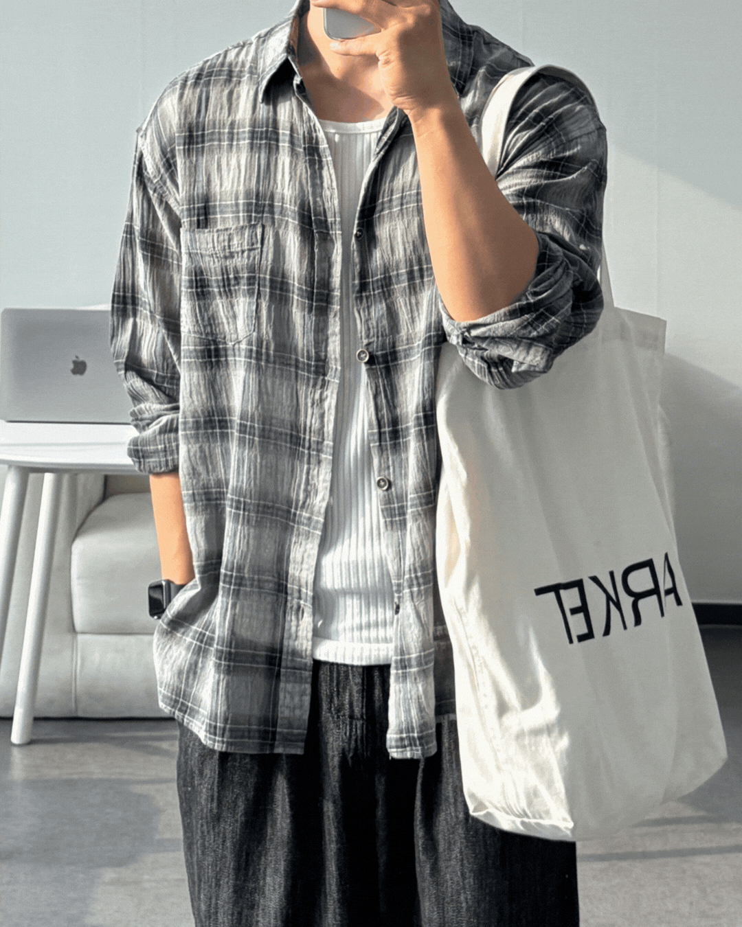 艾迪顏料立體格紋襯衫/ 4色