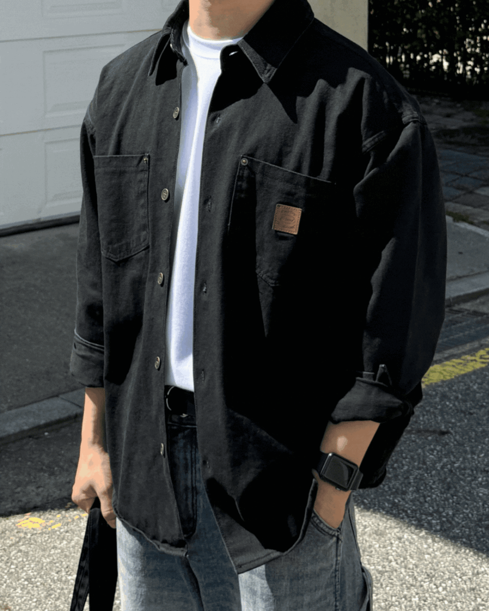 里昂口袋拼接牛仔襯衫/ 5色