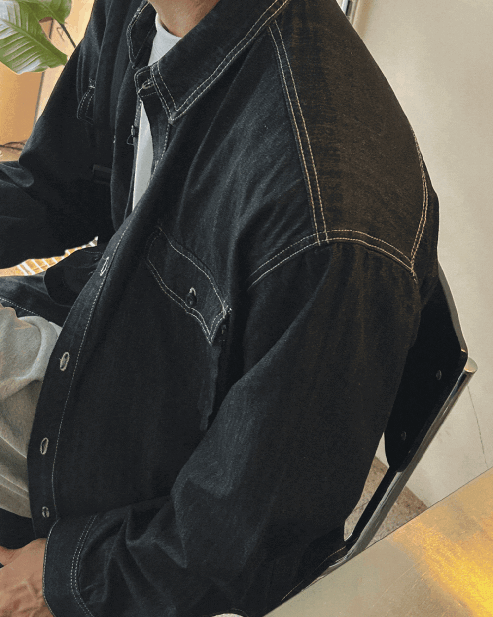 克里斯縫線牛仔襯衫/ 3色