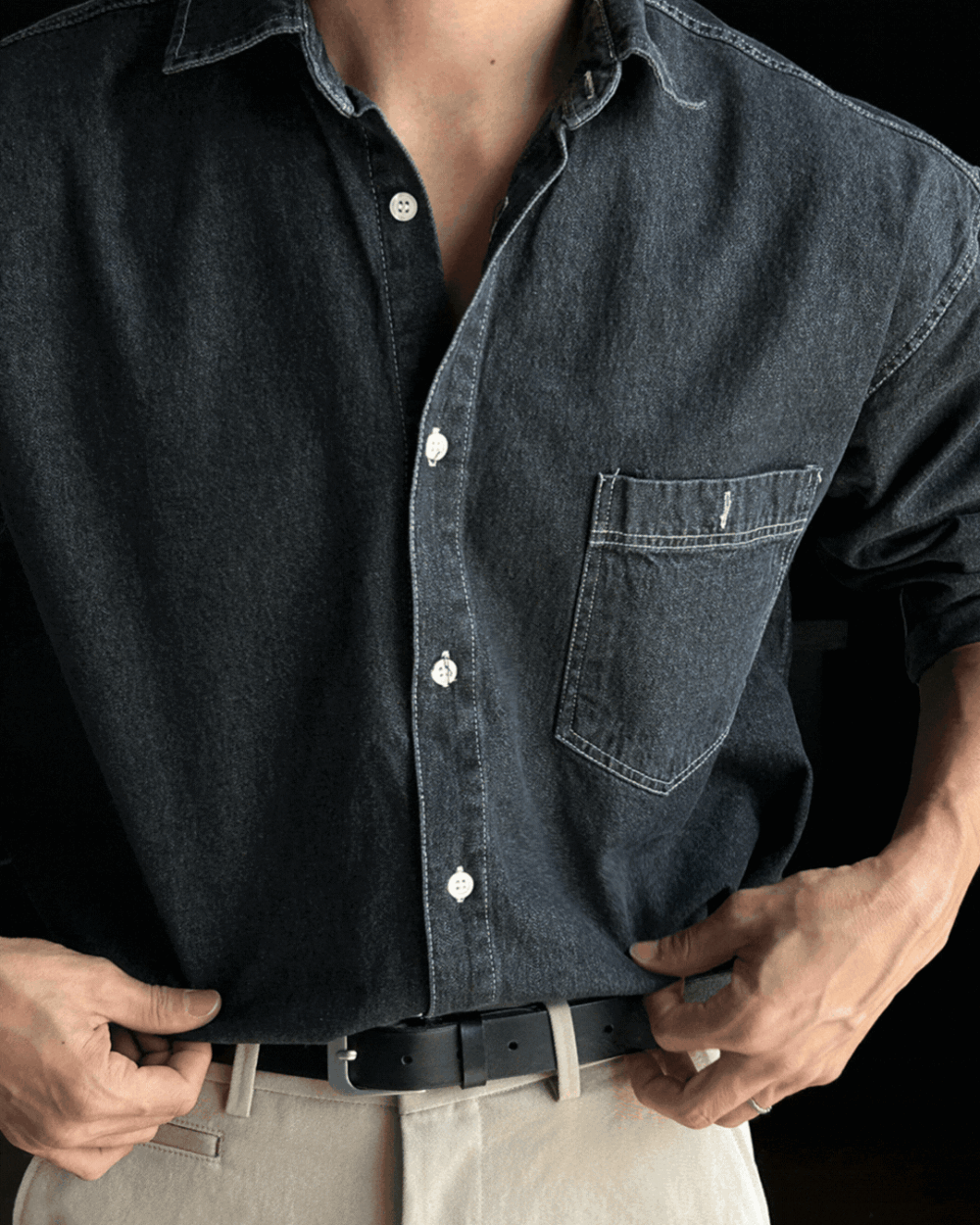 契普縫線牛仔襯衫/ 3色