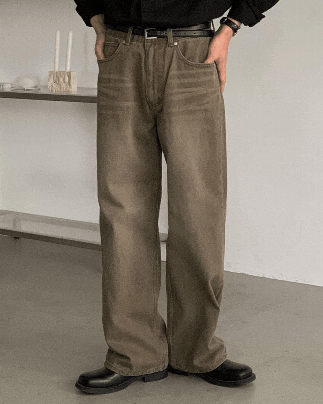 希諾復古刷色牛仔褲/ 1色