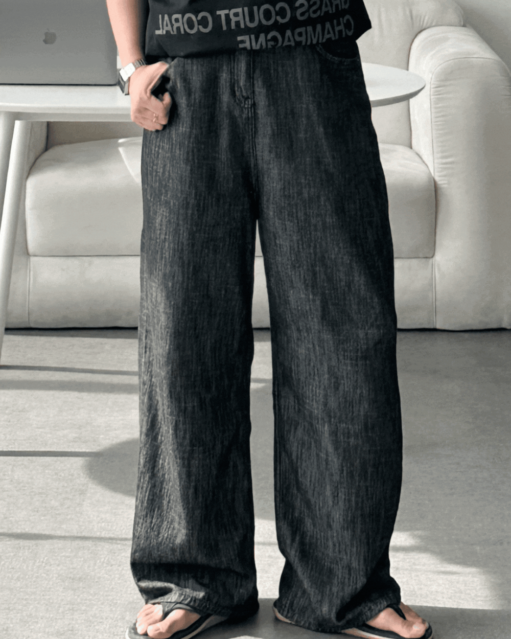 洛恩亞麻丹寧長褲/ 2色