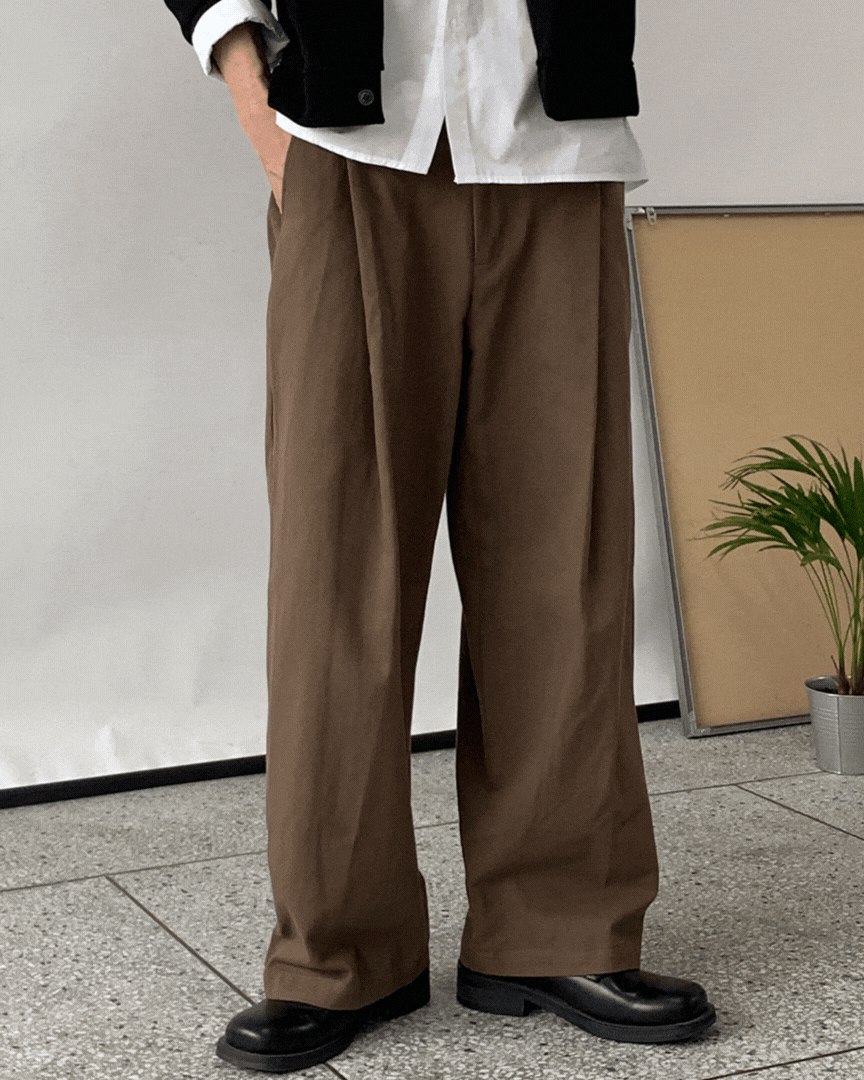 諾克後腰鬆緊單摺寬褲 諾克後腰鬆緊單摺寬褲 /5色