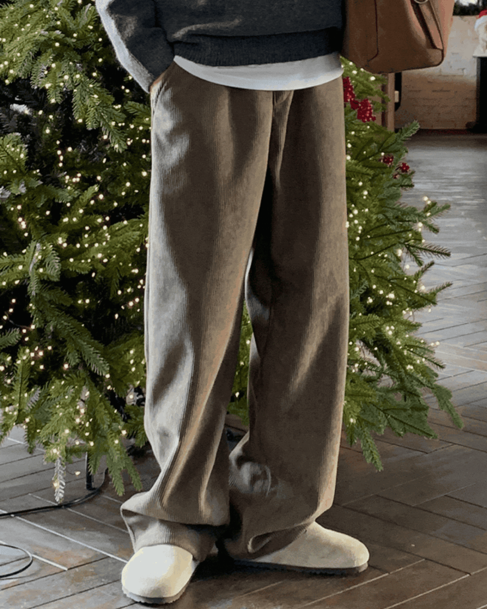 貝克刷毛燈芯絨寬褲/ 5色