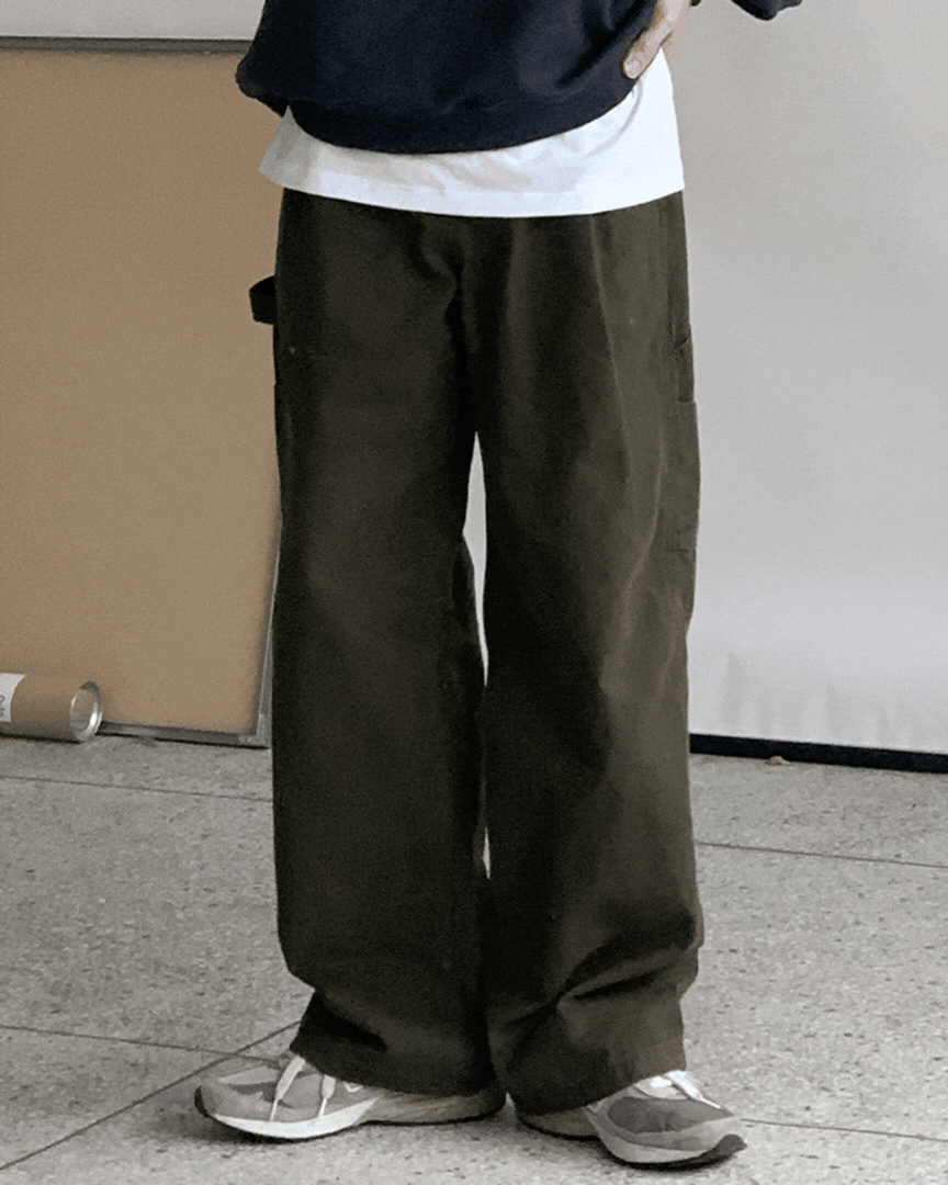 貝爾工裝單摺休閒褲/ 3色