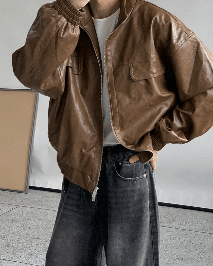 達維高領皮革外套 達維高領皮革外套 / 2色