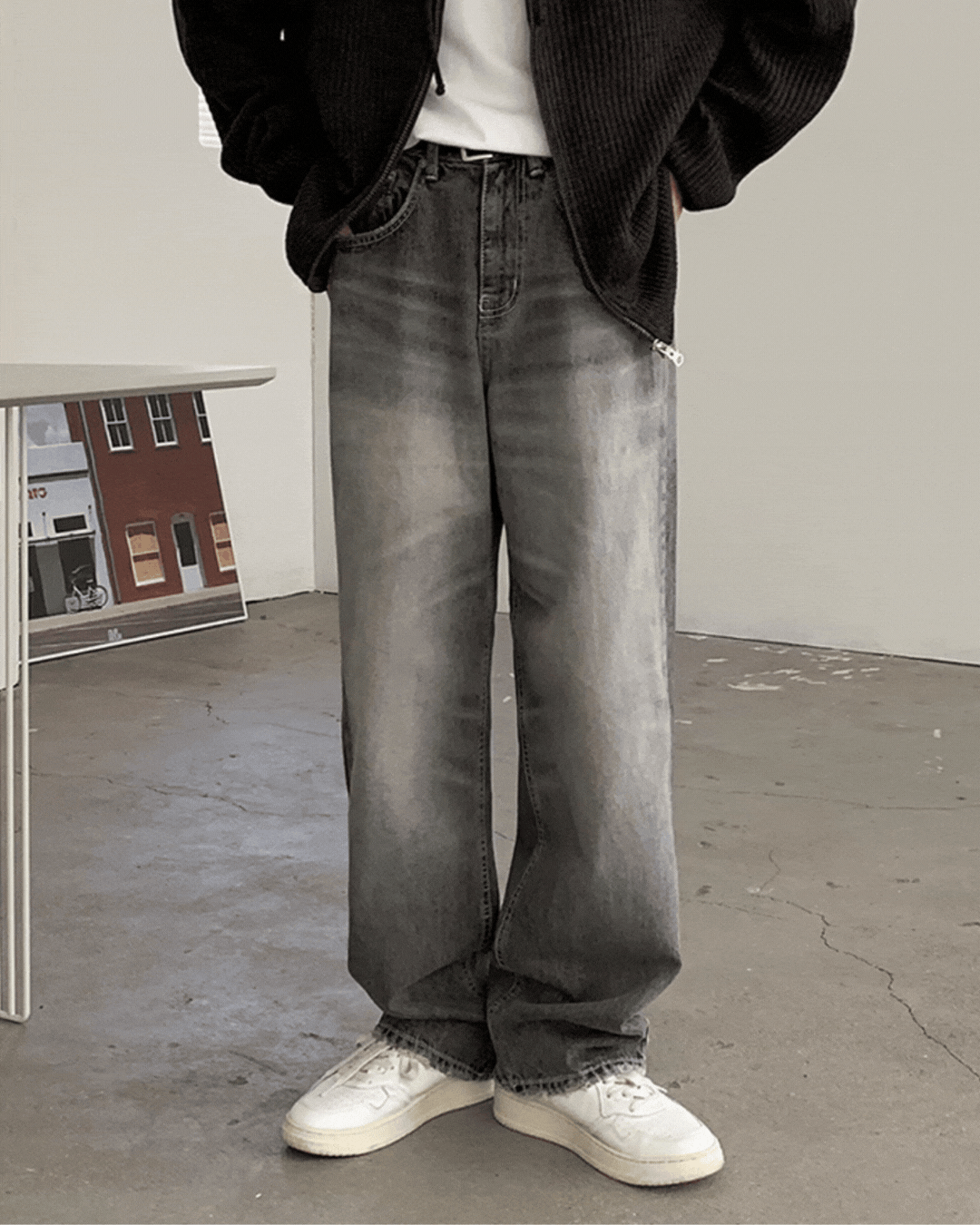 邦倫寬鬆水洗牛仔褲/ 1色