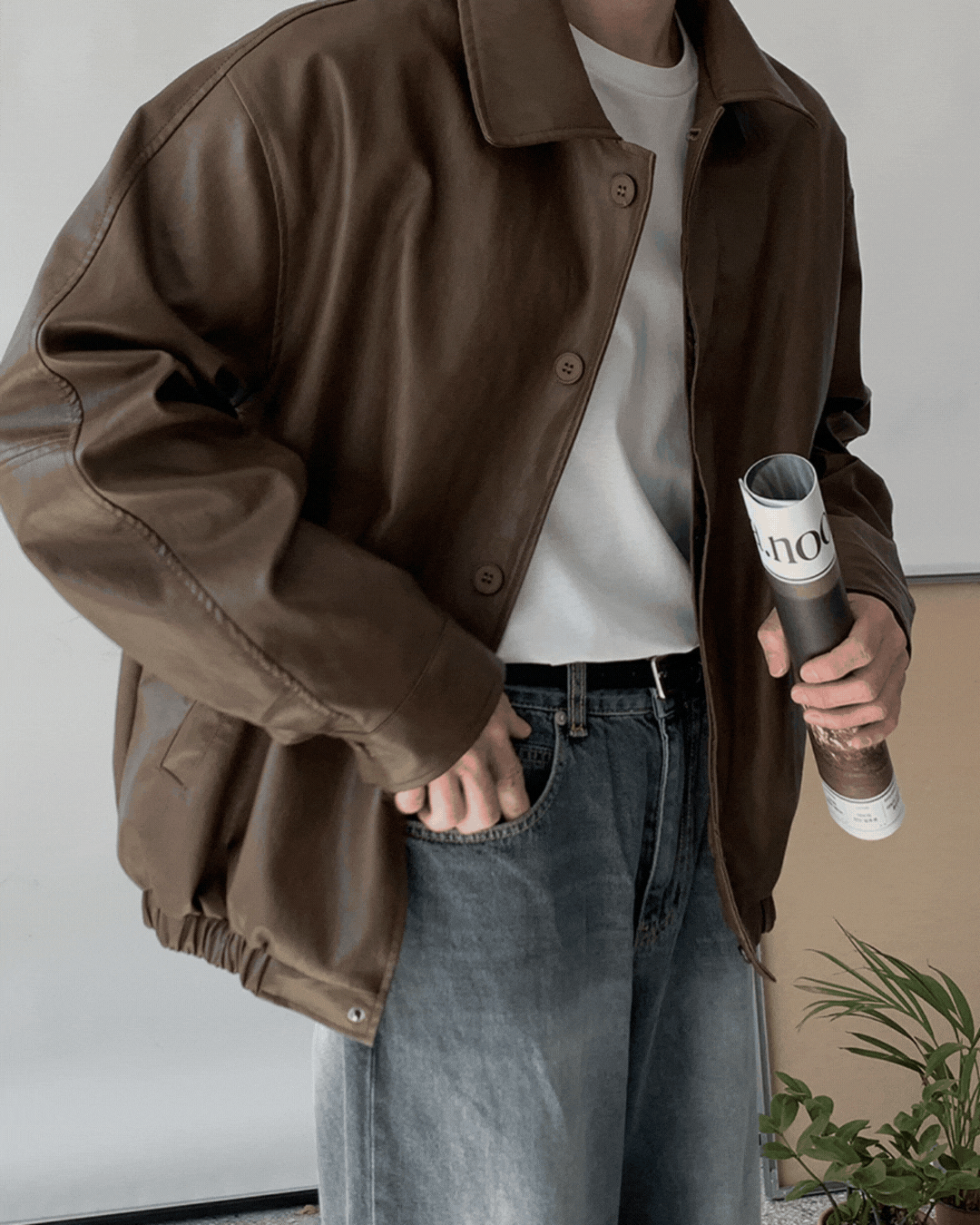 麥倫極簡流線皮革外套 麥倫極簡流線皮革外套 / 2色