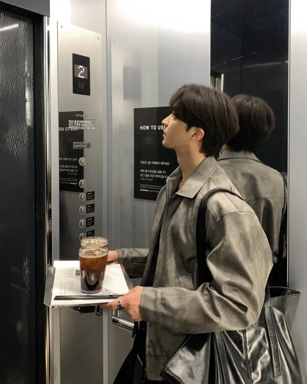 威尼石紋極簡皮革外套/ 2色