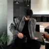 威尼石紋極簡皮革外套/ 2色