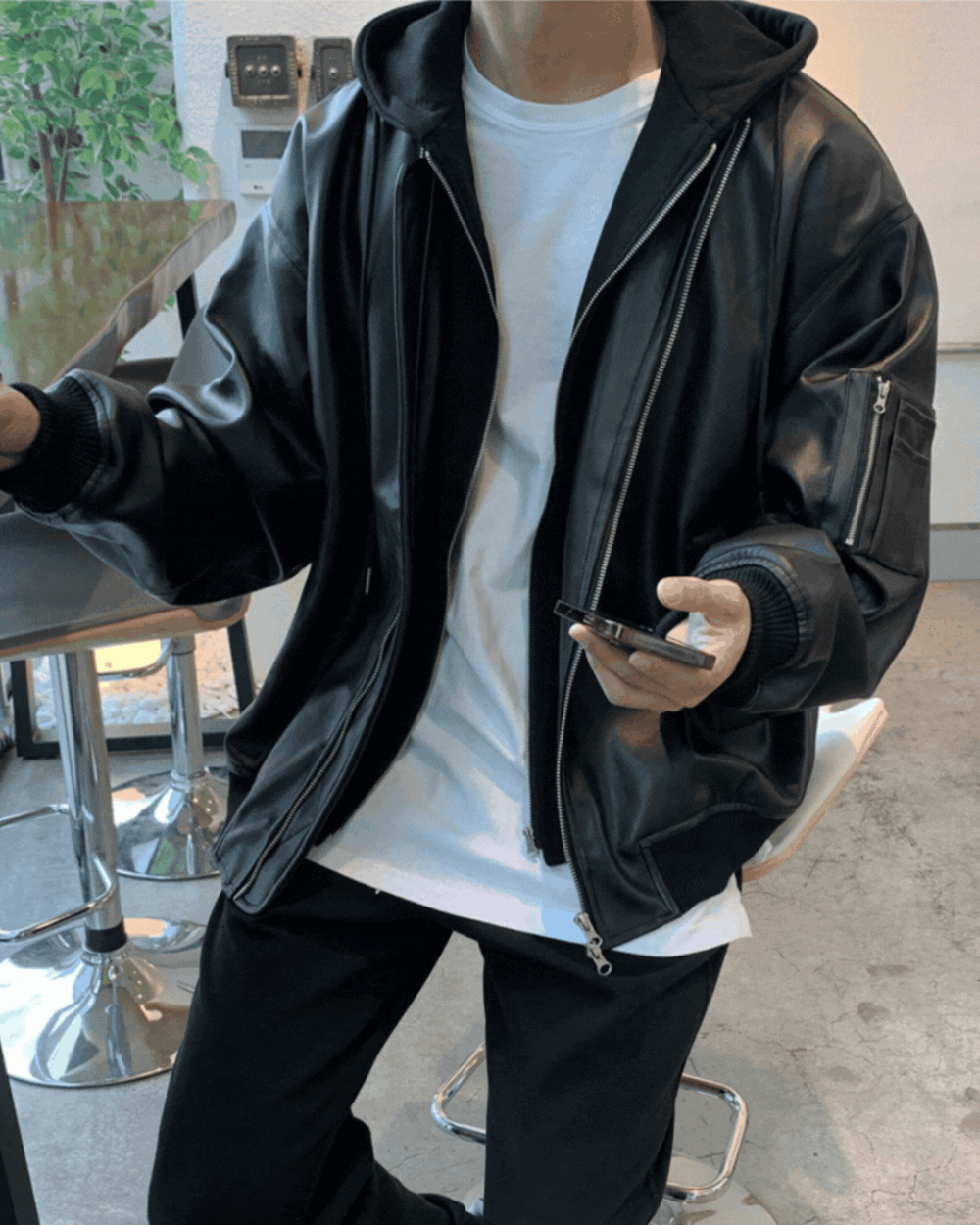 洛森連帽MA-1飛行皮革外套 / 1色