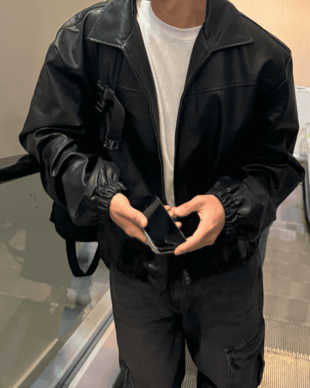 莫迪極簡流線皮革外套/ 2色