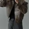 伯爾復古翻領皮革外套/ 2色