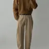 沃坦單摺彎刀休閒褲/ 4色