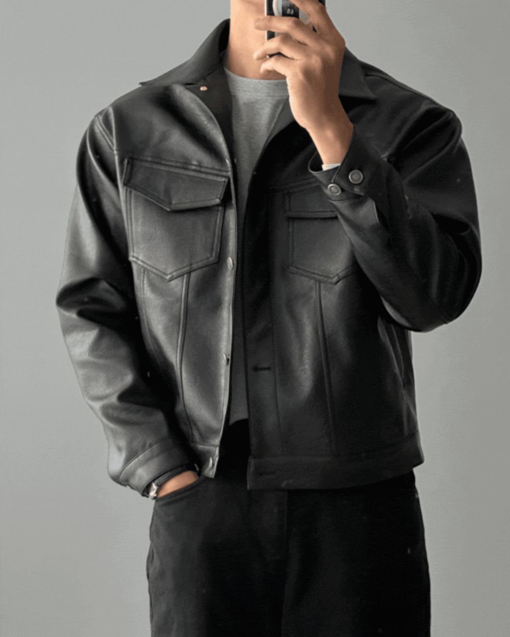 亨列西部牛仔皮革外套/ 2色