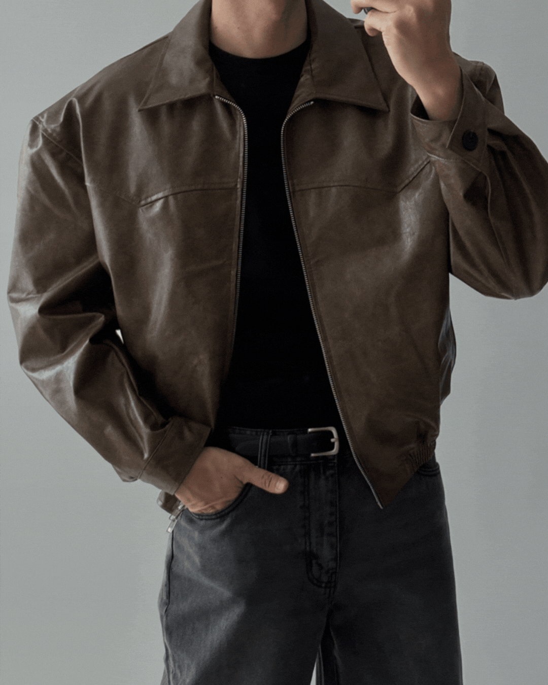 伯爾復古翻領皮革外套/ 2色