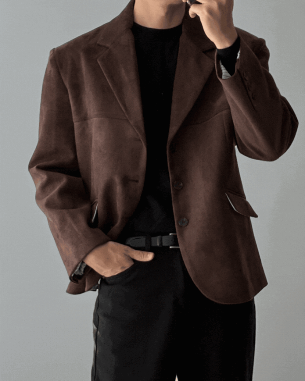 巴爾極簡麂皮西裝外套/ 2色