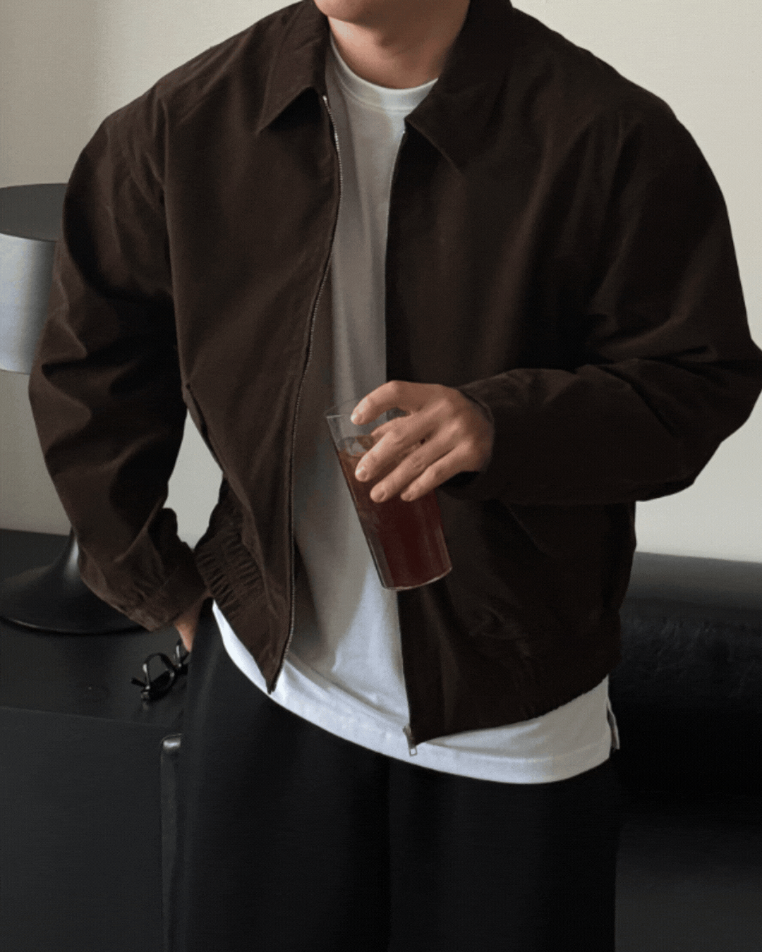 馬肯翻領拉鍊麂皮外套/ 2色