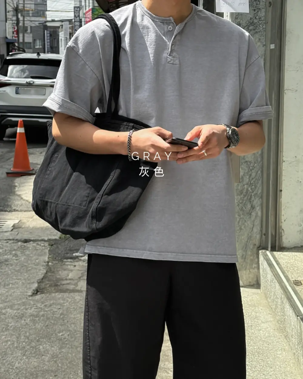 14 凱蒙亨利領落肩短袖T恤/ 3色