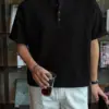華夫格亨利領短袖T恤/ 5色