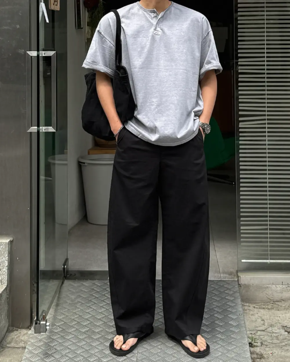 17 凱蒙亨利領落肩短袖T恤/ 3色
