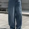 10 拉戈風琴紋理寬鬆牛仔褲/ 3色