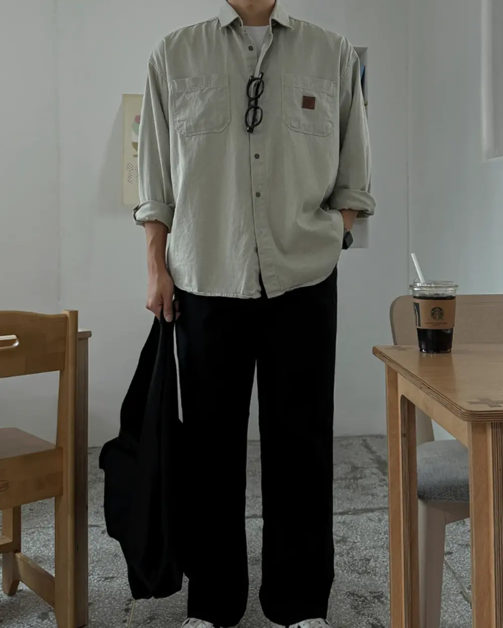 波爾皮革貼章休閒襯衫/ 6色