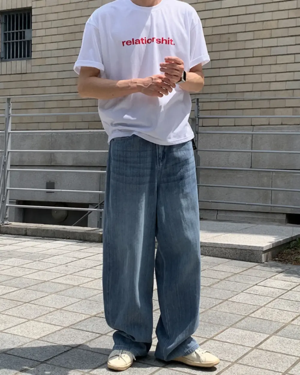 11 拉戈風琴紋理寬鬆牛仔褲/ 3色