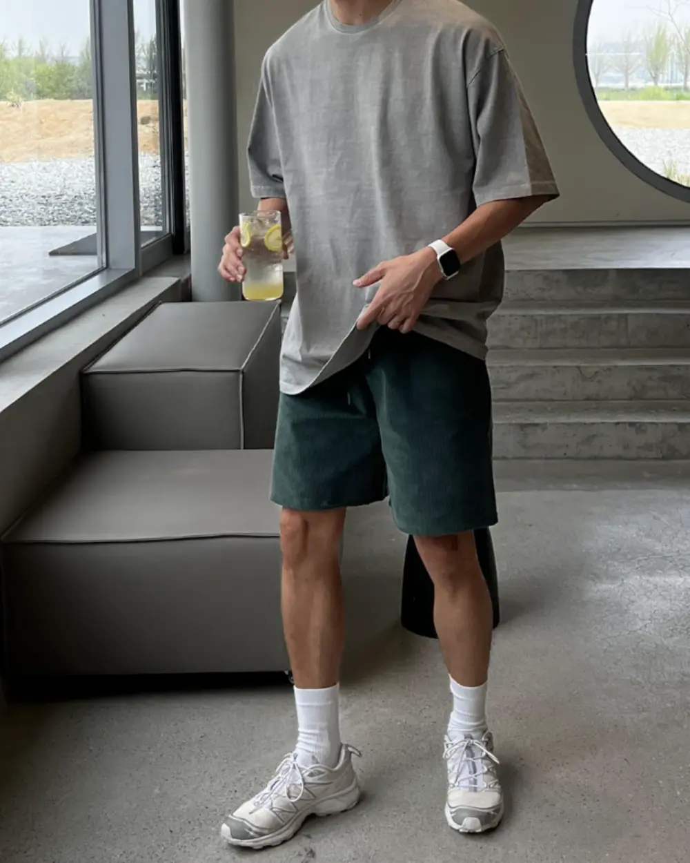格契落肩山地色短袖T恤/ 4色