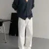 弗爾月牙白寬鬆牛仔褲/ 1色