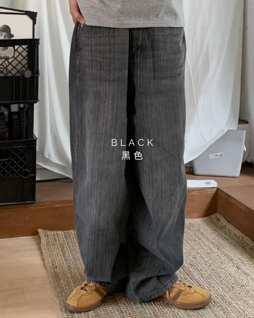13 拉戈風琴紋理寬鬆牛仔褲/ 3色