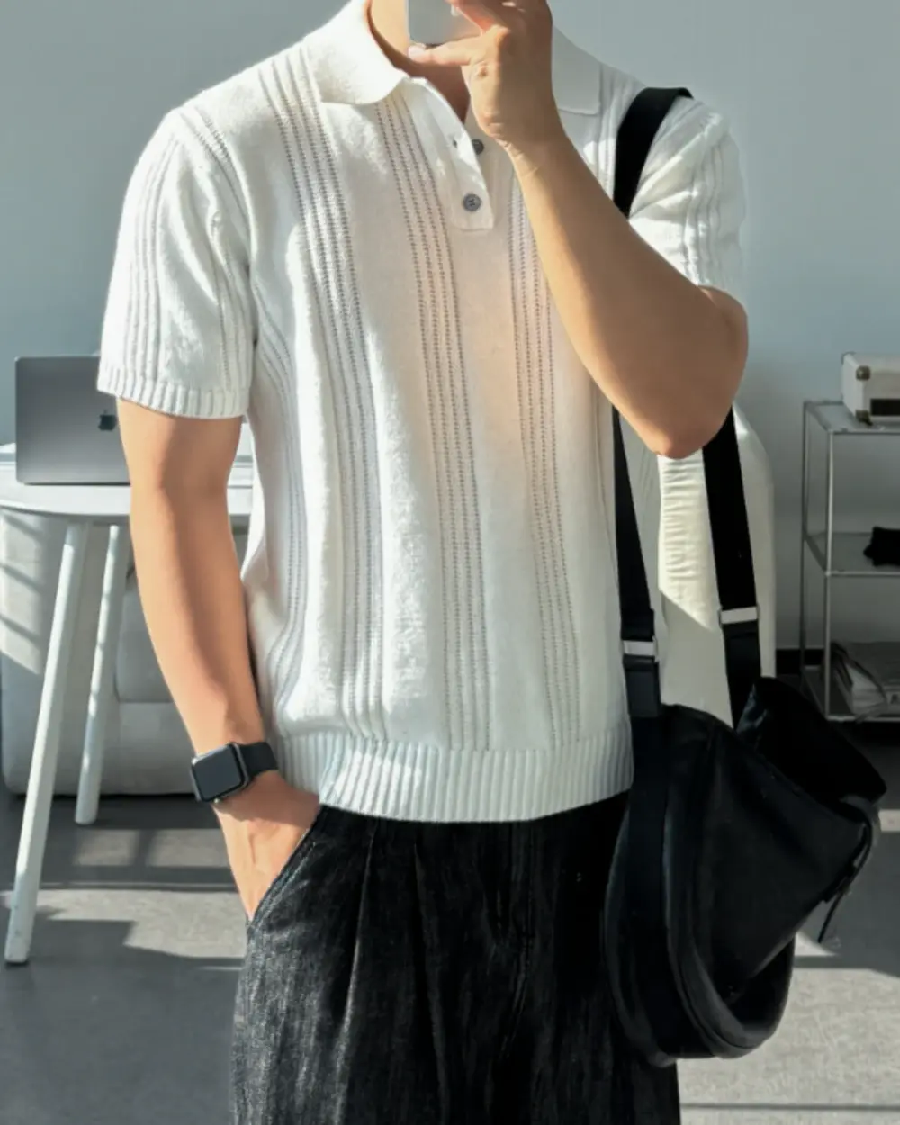 里昂鈕釦領短袖針織衫/ 6色