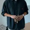 波爾皮革貼章休閒襯衫/ 6色