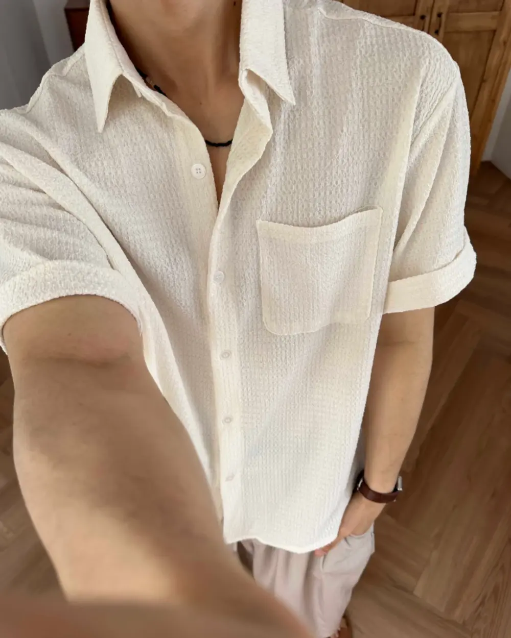 希茲圖騰紋理短袖襯衫/ 3色