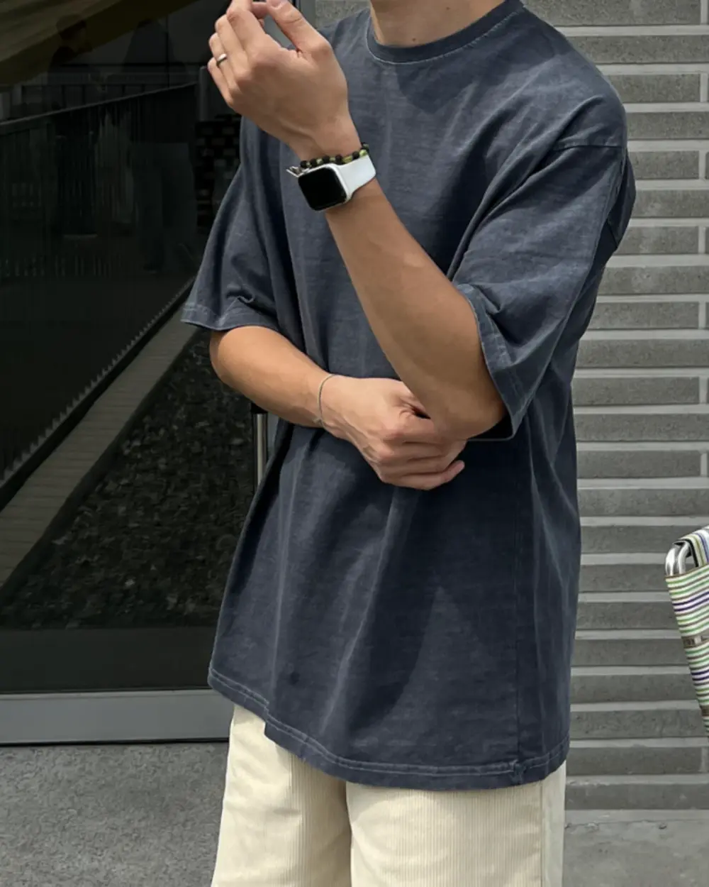 格契落肩山地色短袖T恤/ 4色