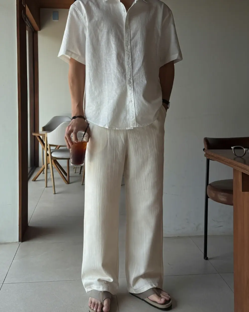 凱夫亞麻棉鬆緊休閒寬褲/ 5色