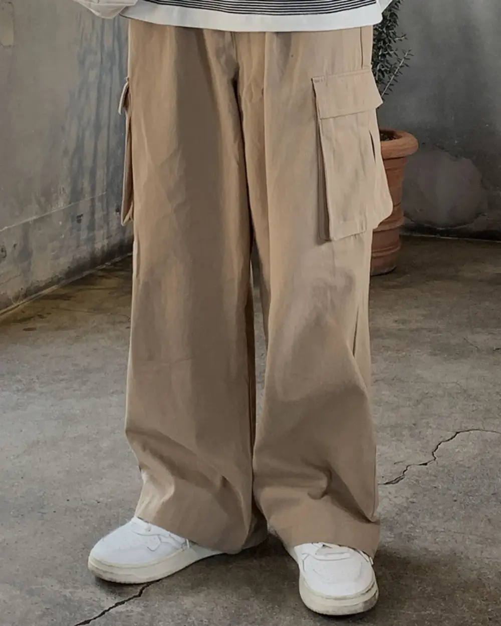 20 瓦希軍綠口袋寬鬆工裝褲/ 4色