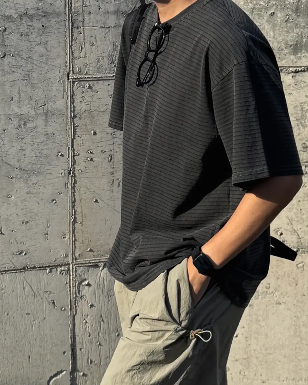 8 塔尹落肩條紋短袖T恤/ 4色