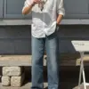 米德亞麻直筒牛仔褲/ 1色