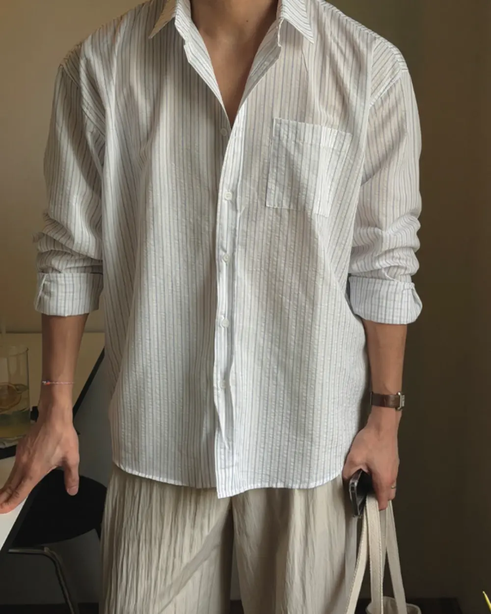弗尼大理石條紋寬鬆襯衫/ 3色