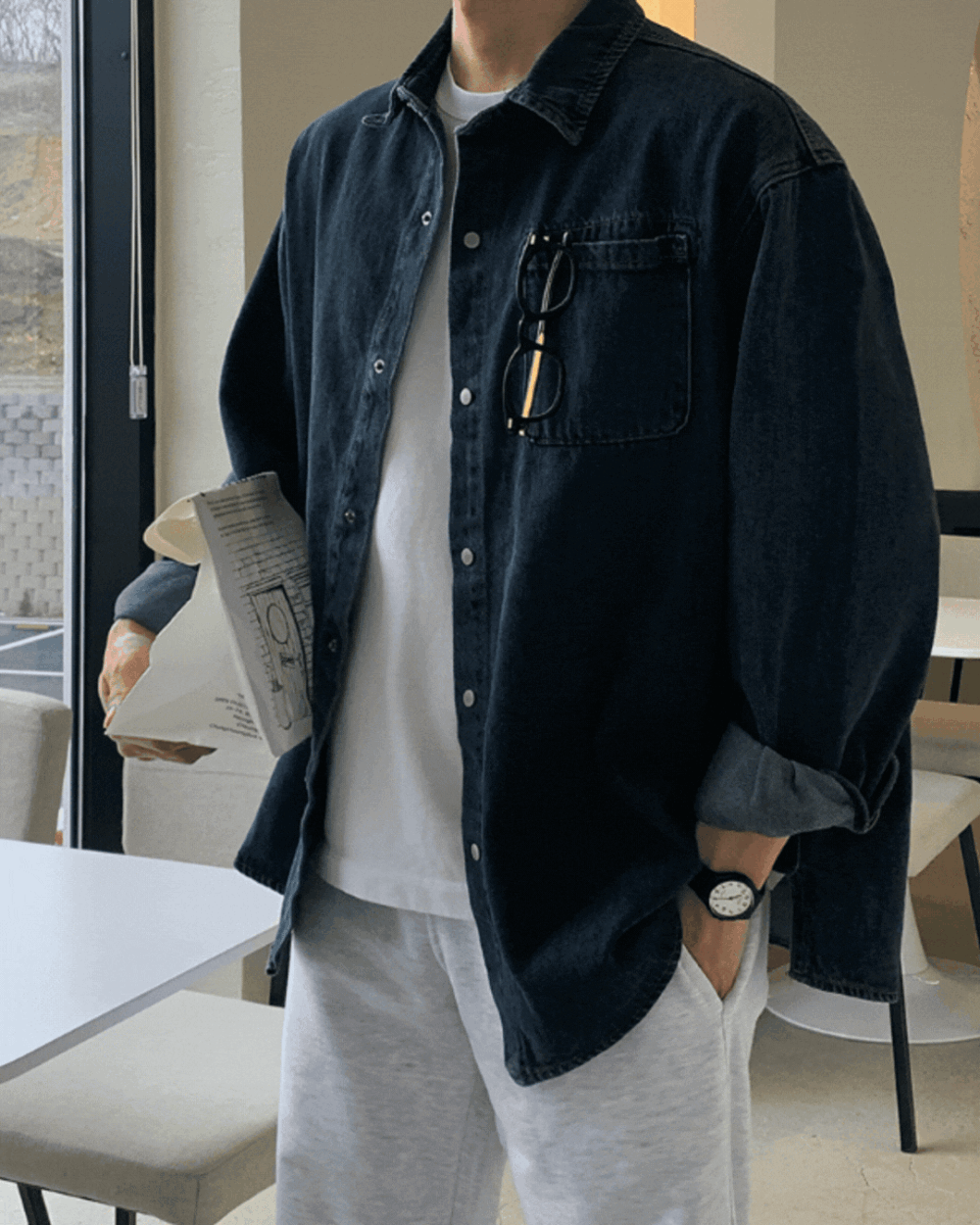 弗羅寬鬆外搭牛仔襯衫/ 2色