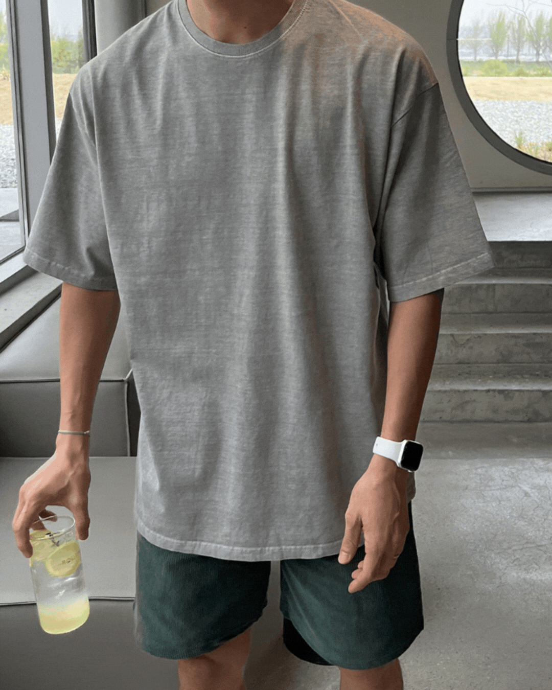 格契落肩山地色短袖T恤/ 4色