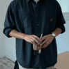 波爾皮革貼章休閒襯衫/ 6色