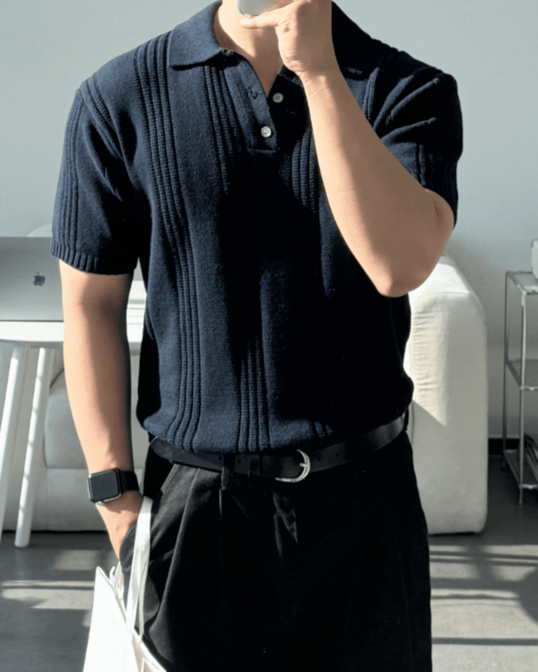里昂鈕釦領短袖針織衫/ 6色