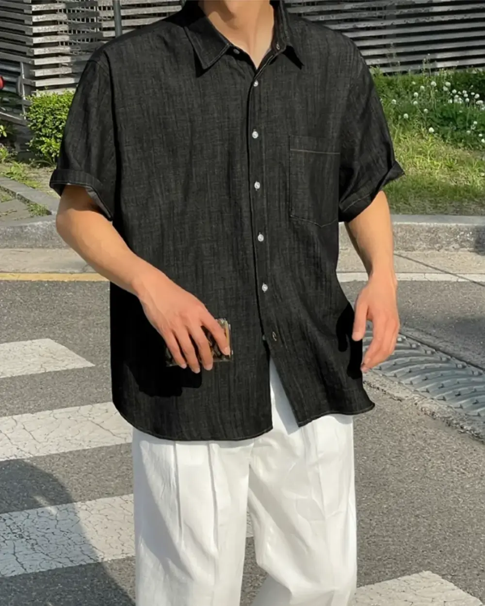 邦奧復古牛仔短袖襯衫/ 1色
