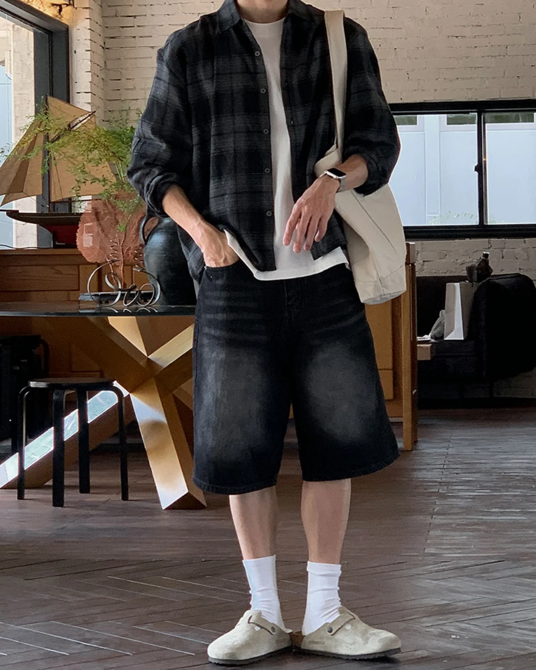 山多霧霾漸層黑格紋襯衫/ 2色