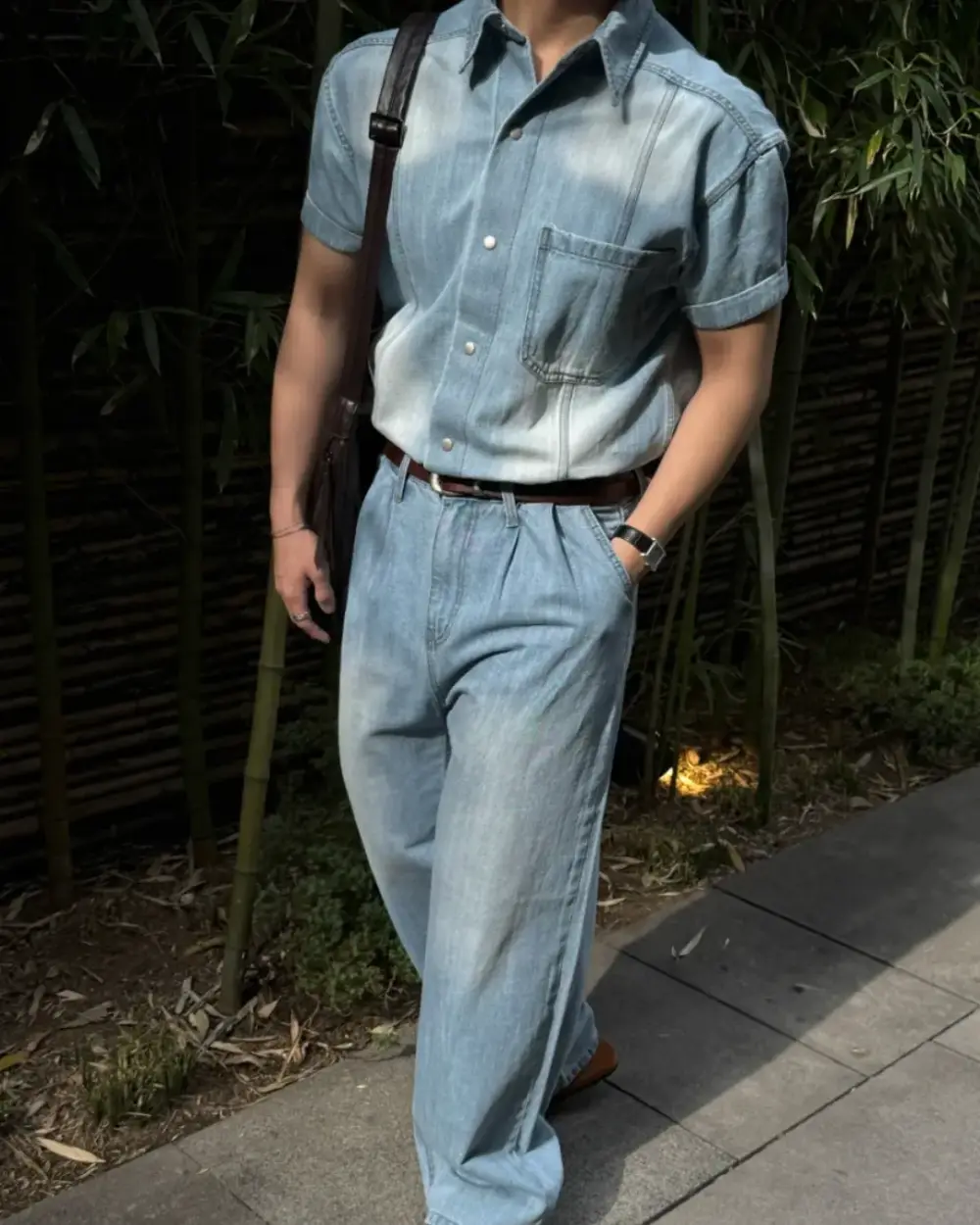 比茲漸層牛仔短袖襯衫/ 2色