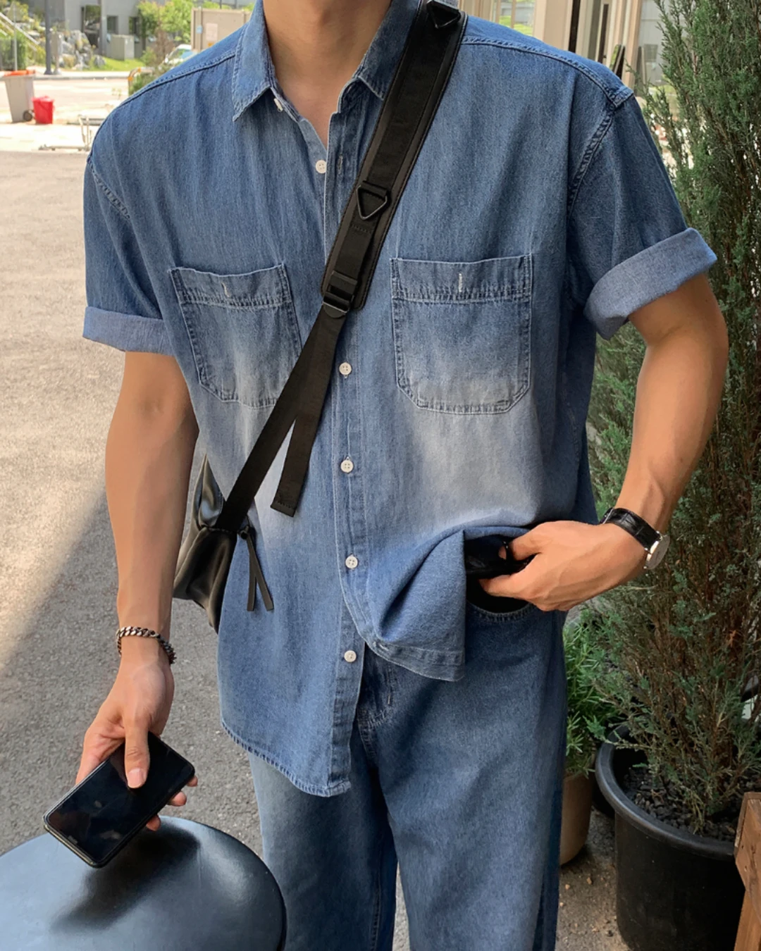 凱伊牛仔短袖襯衫/ 3色