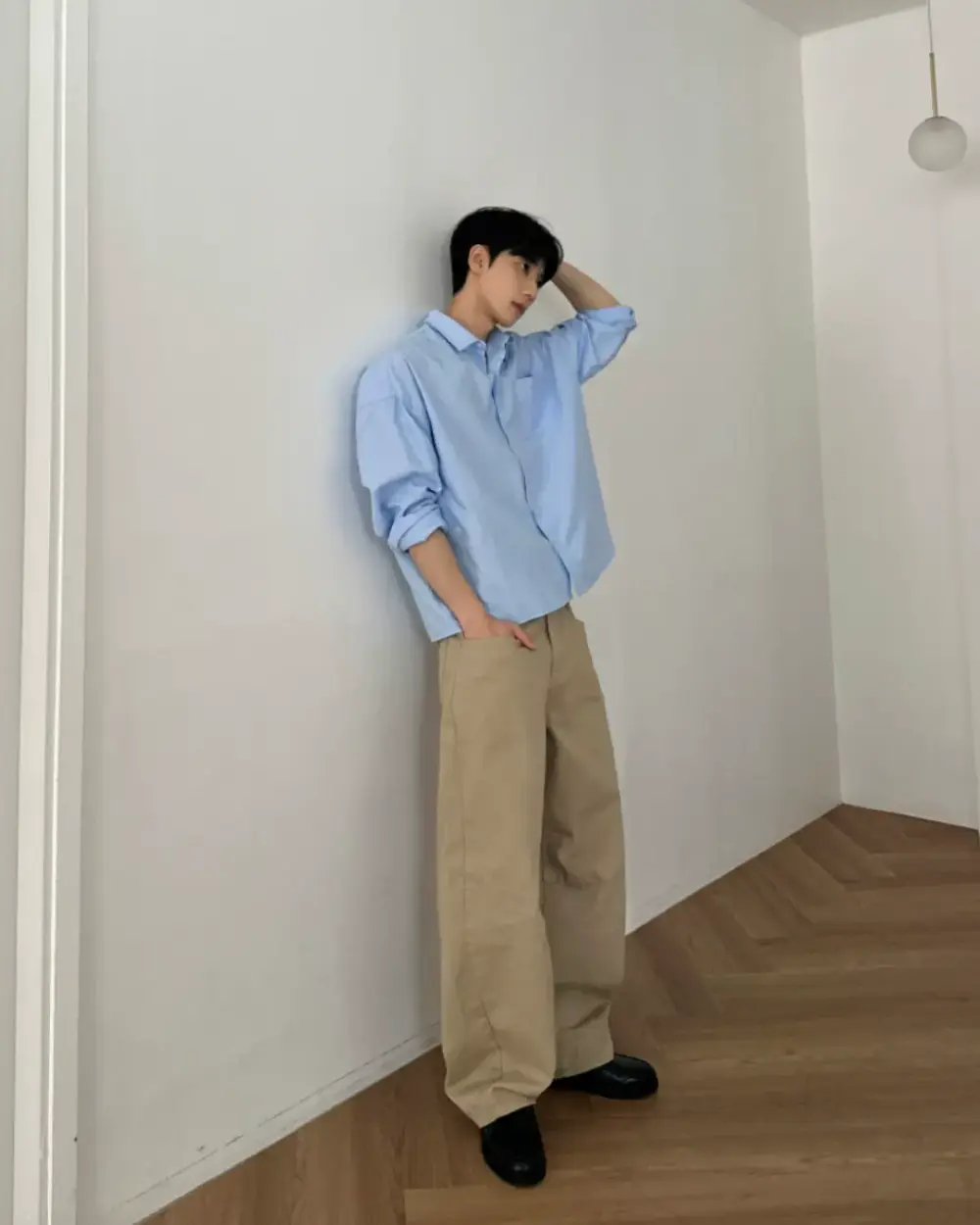 席歐少年感寬鬆休閒襯衫/ 1色