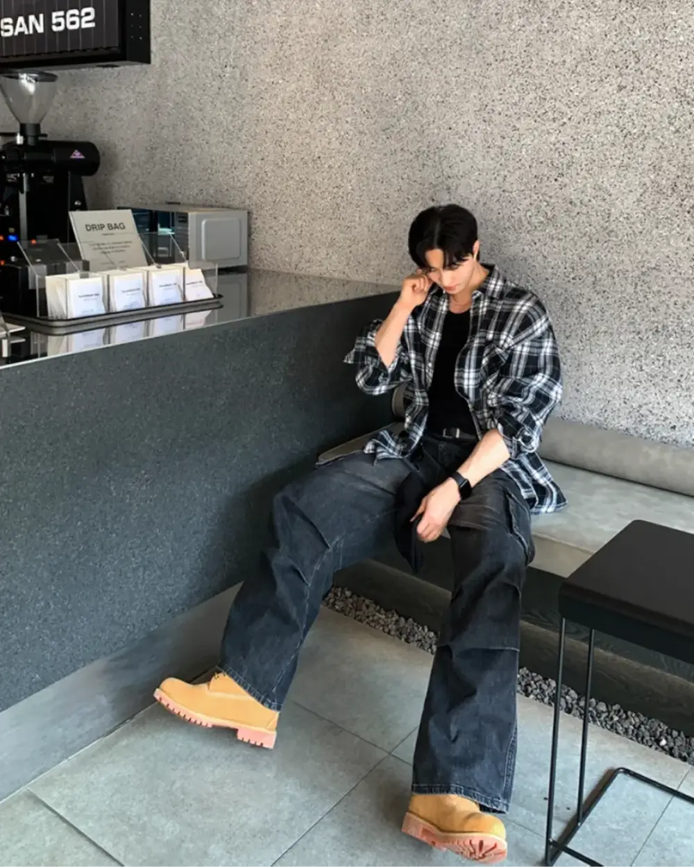 努邁城市寬鬆格紋襯衫/ 1色